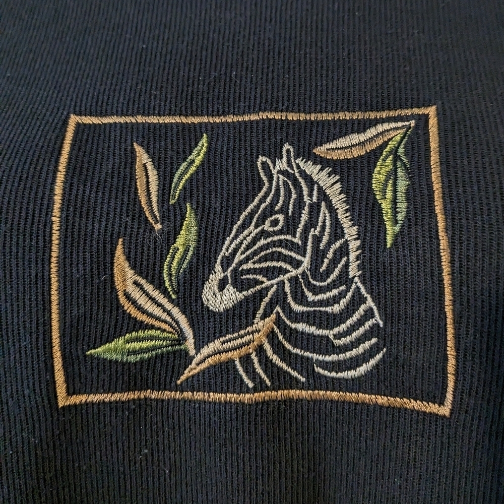 Vintage 90's Zebra Print Embroidered Maxi Dress Size M - Picture 3 of 7